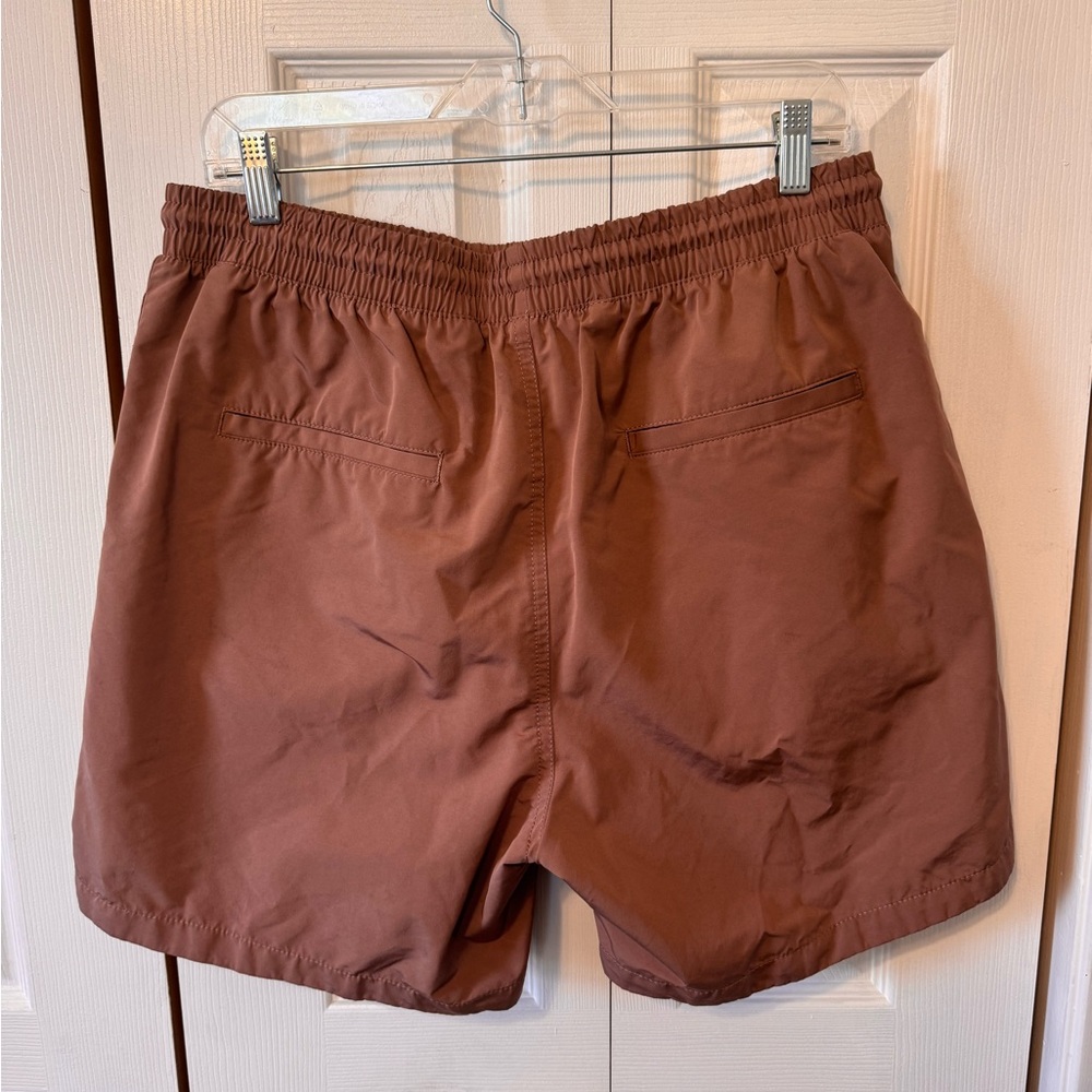 HUGO Boss Mens Brown Shorts Drawstring Size Medium Elastic Waist , small flaw - Picture 6 of 12